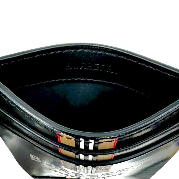 🔴 Burberry Card Holder Wallet - Logo Striped Check Black - Picture 5 of 7